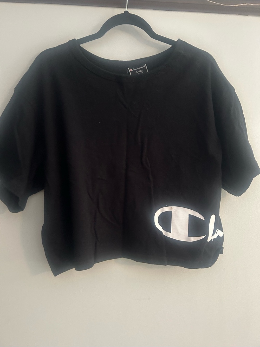 Champion Black Crop Logo Tee